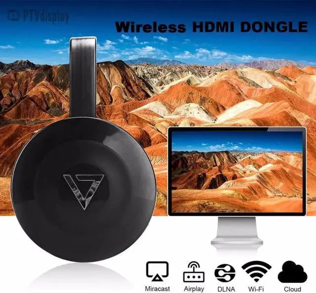 Alt view image 6 of 6 - PTV WiFi Display Dongle Adapter Receiver HDTV Projector Support Miracast DLNA AirPlay for 1080P HD TV Tuner Stick Tablet
