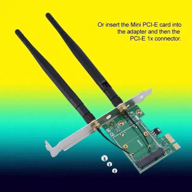 Alt view image 5 of 6 - Mini PCI-E to Desktop PCI-E Adapter PC Wireless Network Card Semi High 2 Antenna Card Plate
