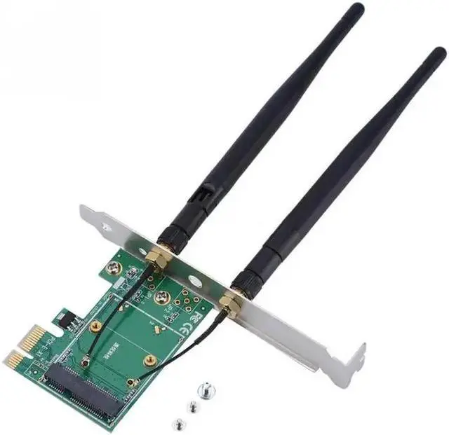 Main image of Mini PCI-E to Desktop PCI-E Adapter PC Wireless Network Card Semi High 2 Antenna Card Plate