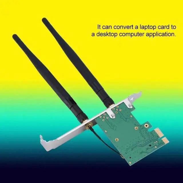 Alt view image 4 of 6 - Mini PCI-E to Desktop PCI-E Adapter PC Wireless Network Card Semi High 2 Antenna Card Plate