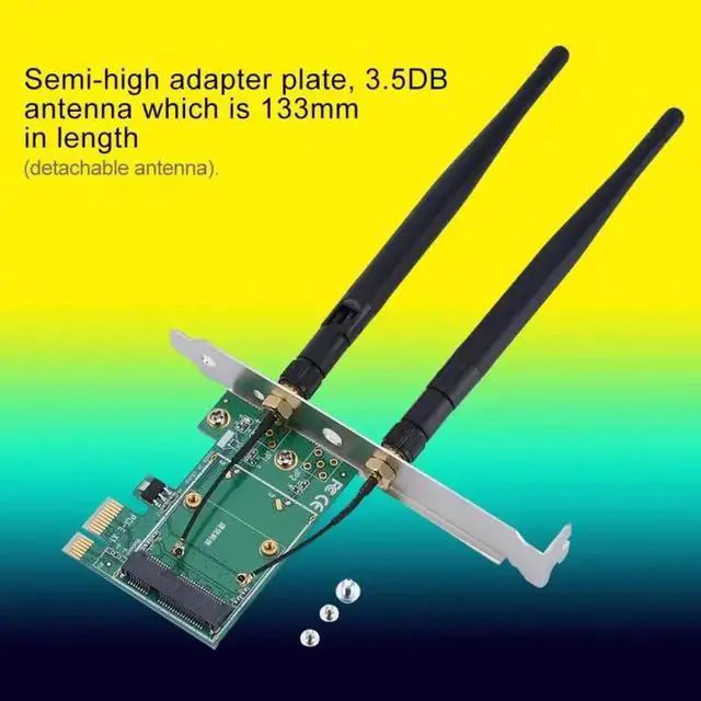 Alt view image 2 of 6 - Mini PCI-E to Desktop PCI-E Adapter PC Wireless Network Card Semi High 2 Antenna Card Plate