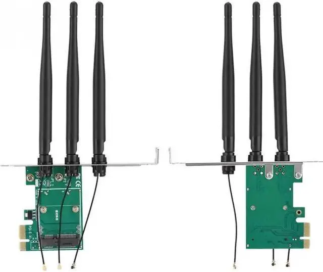 Alt view image 5 of 6 - Mini PCI-E to desktop PCI-E Adapter PC Wireless Network Card 3 Antenna Card Plate