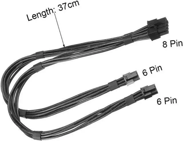 Alt view image 2 of 5 - 16AWG Dual Mini 6 Pin To 8 Pin PCI-e Power Cable For Mac Pro Video Card GTX 1080