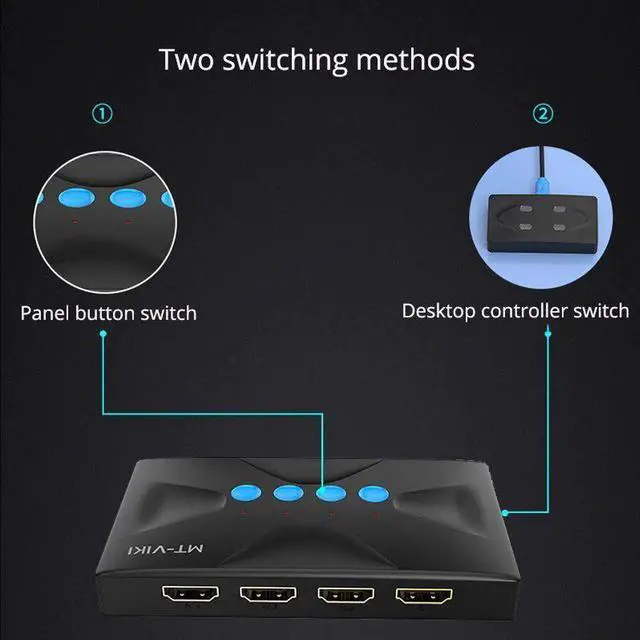 Alt view image 4 of 6 - MT-VIKI 4 Ports KVM Switch USB 4 In 1Out HDMI HD display multi-computer host monitoring mouse keyboard sharing devices MT-HK04