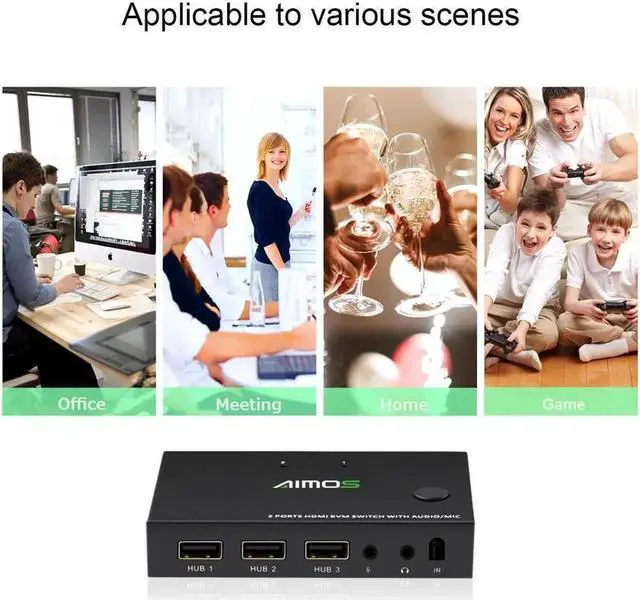 Alt view image 5 of 7 - 2 Ports TYPE-C HDMI KVM Switch 4Kx2K@30Hz 2 In 1 Out Keyboard Mouse and Printer Sharing Computer Display Switch Audio and Video Synchronization (Remote /Manual Control)