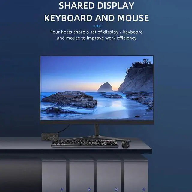 Alt view image 4 of 6 - 4K HDMI-Compatible KVM Switch 4 Port USB KVM HDMI-Compatible Switcher 4x1 4kX2K/60HZ HDCP 2.2 with Desktop controller for PC