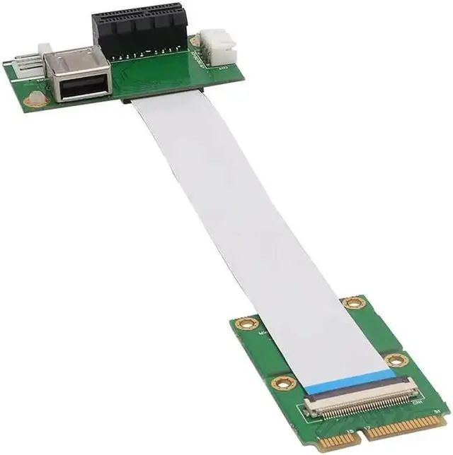 Alt view image 6 of 6 - Mini USB PCI-E to PCI-E Mini 1X Extension Cord Adapter Card with USB Riser Card