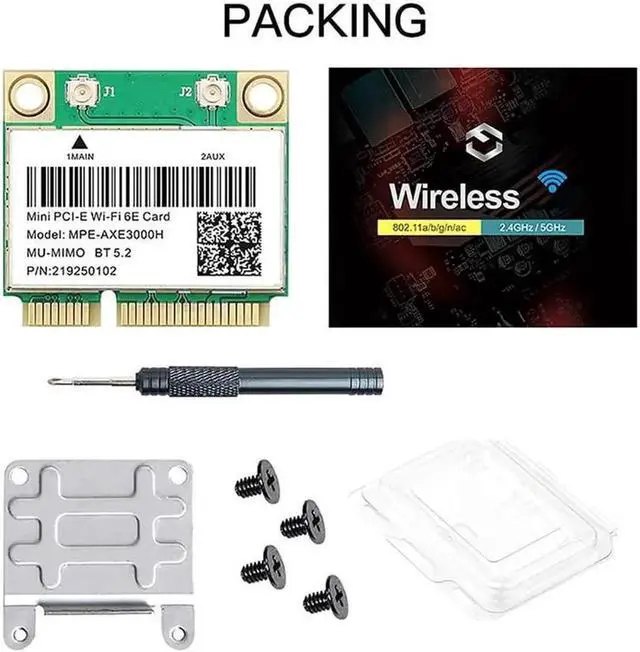 Alt view image 2 of 6 - Wi-Fi 6E Mini PCI-E WiFi Network Card MPE-AXE3000H 2.4GHz 5GHz 6GHz 5400Mbps Wireless Card BT5.2 802.11AX AC