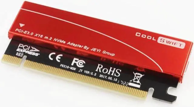 Alt view image 2 of 5 - PCI e M2 adapter M2 NGFF SSD NVMe 2280 m key to PCI e x16 adapter M.2 PCIe Card for ssd m2 with Heat dissipation aluminum box