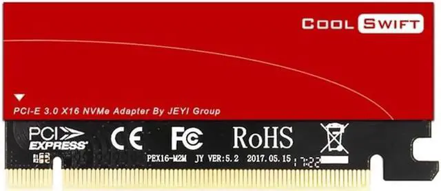 Alt view image 5 of 5 - PCI e M2 adapter M2 NGFF SSD NVMe 2280 m key to PCI e x16 adapter M.2 PCIe Card for ssd m2 with Heat dissipation aluminum box