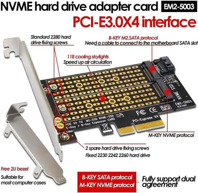 Main image of Add On Card NVME Adapter Card M.2 To PCI E 3.0X4 High Speed Computer Expansion Card M2 NGFF M Key/B Key SSD Conversion Card