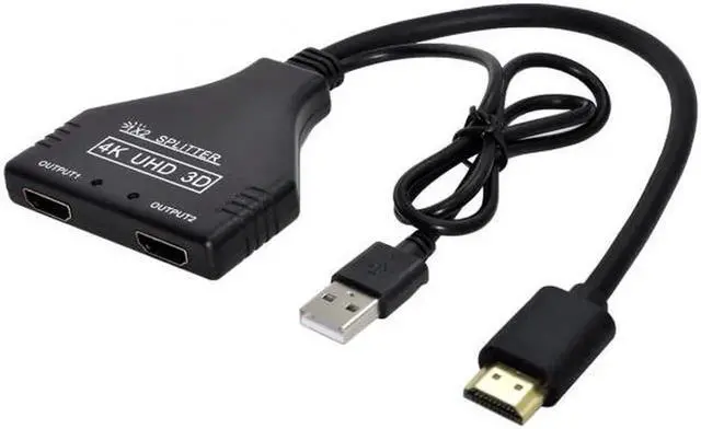 Alt view image 2 of 7 - Aomoproing HDMI-Compatible 1.3 to Dual Female Splitter Switch Extension Adapter Cable with Power for HDTV Laptop 1080P