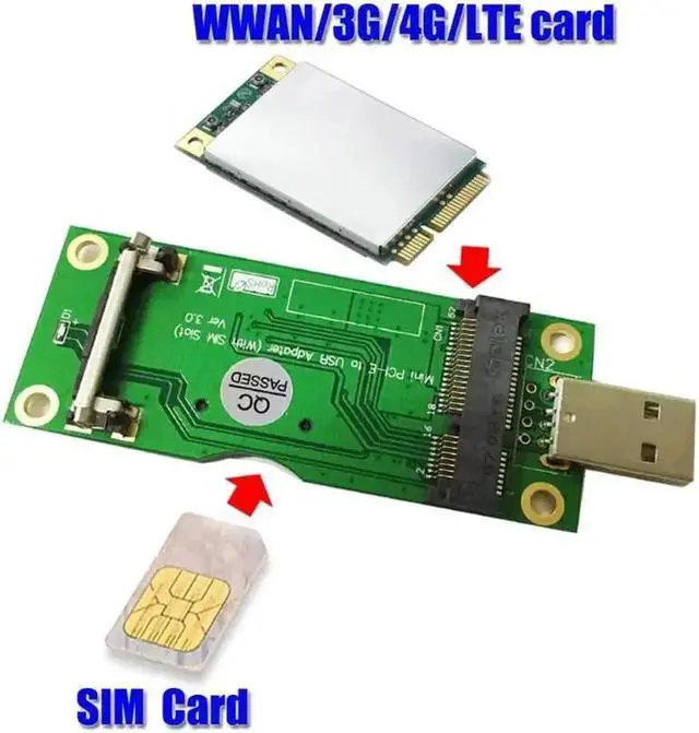 Alt view image 4 of 6 - Mini PCI-E to USB Adapter with SIM 8Pin Card Slot for WWAN/LTE Module Mini Card to Desktop PC Support SIM 6pin/8pin Card Connect