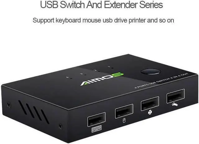 Alt view image 4 of 6 - 4 Port USB KVM Switch Share 4pcs USB Devices w/ USB Cables For Keyboard U Disk Printer Scanner