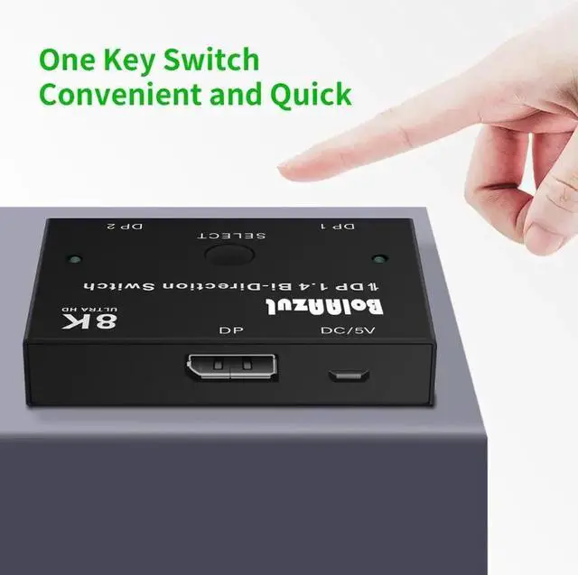 Alt view image 5 of 6 - 1.4 Switch 144Hz Displayport Bi-direction splitter switcher Displayport KVM 2X1 1X2 Display-port 8K@30Hz,4K@120Hz
