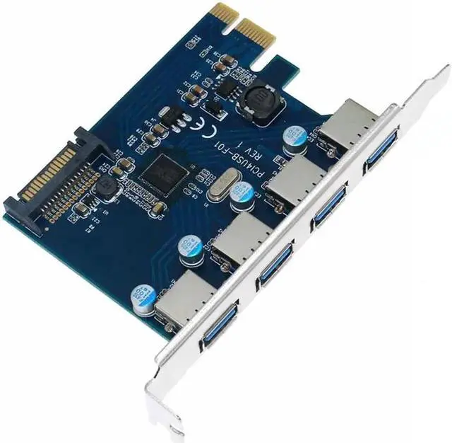 Alt view image 4 of 6 - USB 3.0 PCI express Expansion Card 4 port PCI-E to USB3.0 Computer Expansion Card PCIe USB adapter Chip Fresco FL1100 for win 10