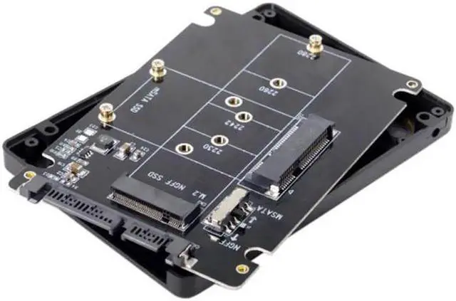 Alt view image 2 of 7 - Aomoproing Combo M.2 NGFF B-key & mSATA SSD to SATA 3.0 Adapter Converter Case Enclosure with Switch