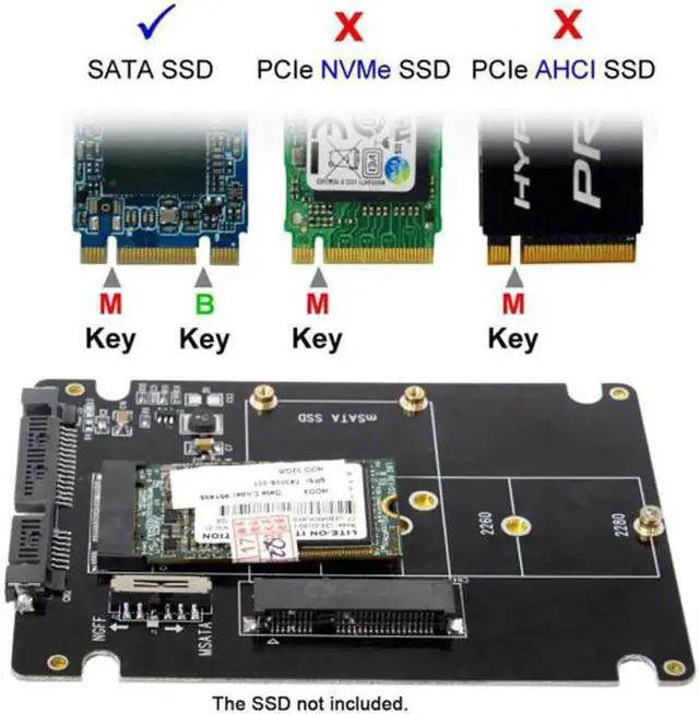 Alt view image 6 of 7 - Aomoproing Combo M.2 NGFF B-key & mSATA SSD to SATA 3.0 Adapter Converter Case Enclosure with Switch