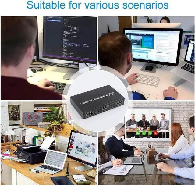 Alt view image 3 of 7 - 2 Ports HDMI KVM Switch Box, USB and HDMI Switch for 2 Computers Share 4 USB 2.0 Devices and one HD Monitor KVM Switcher Support 4K@30Hz for Laptop, PS3/PS4, Xbox, Sony Bluray Player