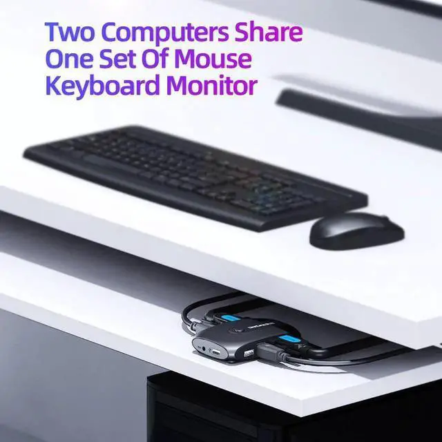 Alt view image 4 of 6 - 2X1 DVI KVM Switch 4K DVI 24+1/24+5 Switcher 2 Computer Sharing 1 Monitor 4 USB 2.0 for Mouse Keyboard Printer