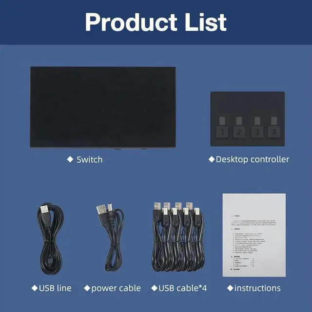 Alt view image 5 of 6 - HDMI-Compatible KVM Switch 4 In 1 Out USB Controller 4Kx2K 60HZ Desktop Computer Laptop 4 Monitors Adapter Fit For Win 7/10/Mac