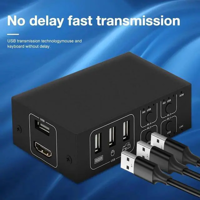 Alt view image 4 of 6 - HDMI-Compatible KVM Switch 4 In 1 Out USB Controller 4Kx2K 60HZ Desktop Computer Laptop 4 Monitors Adapter Fit For Win 7/10/Mac