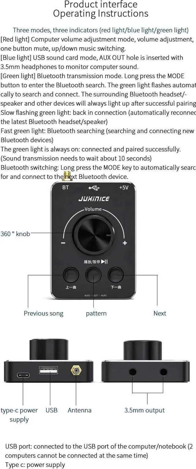 Alt view image 4 of 5 - USB Computer Bluetooth Headset Adapter 5.1 Connected To Wireless Headset Game Full Screen Volume Controller One Button Mute