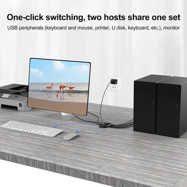 Alt view image 5 of 6 - 8K KVM Switch HDMI-compatible 2x1 With 3xUSB-C 4xUSB3.0 Switcher 8K@60Hz 4K@120Hz for Monitor USB Keyboard Mouse U Disks Printer