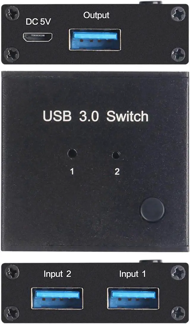 Alt view image 2 of 6 - 2 Ports USB 3.0 Switcher 2 In 1 Out Selector 2 Computers Sharing 1 USB Devices For Keyboard Mouse Printer Scanner USB Disk