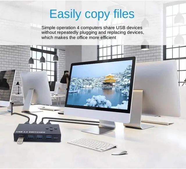 Alt view image 2 of 6 - 4-Port USB3.0 Sharer Switch USB KVM Switcher With controller PC Sharing Splitter for Keyboard Mouse Printer Monitor USB Switcher