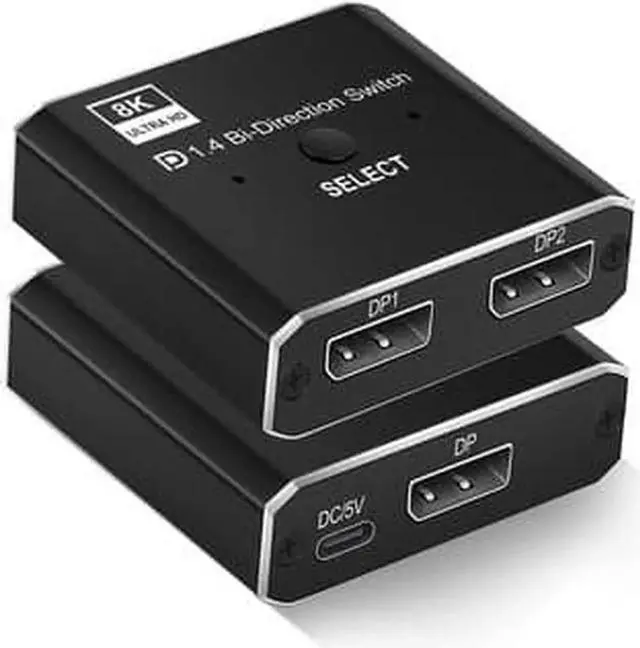Alt view image 3 of 6 - Displayport 1.4 Switch 8K Displayport Bi-direction splitter switcher Displayport KVM 2X1 1X2 Display-port 8K/30Hz 4K/120Hz