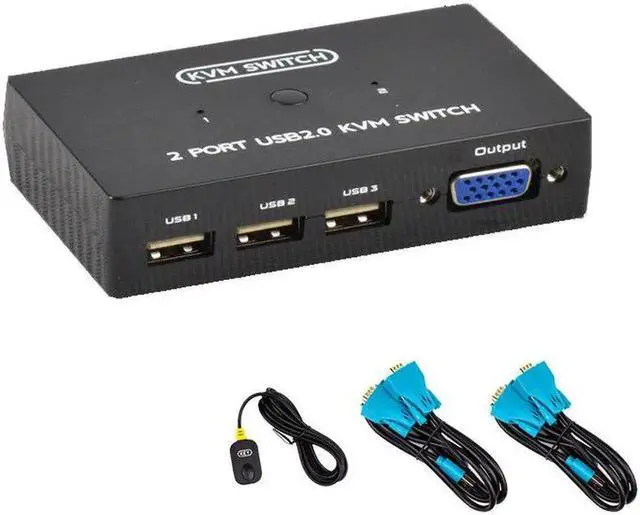 Main image of 2 Port KVM Switch VGA Laptop Host Sharing USB Printer Keyboard Mouse Monitor 2 in 1 out sharer