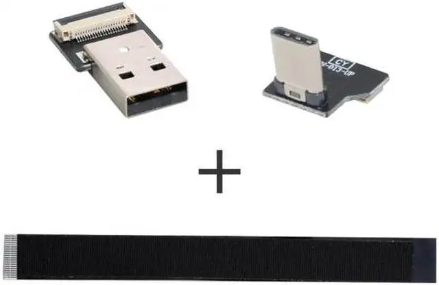 Alt view image 6 of 7 - Aomoproing FVH 0.2M Up Down Angled USB 2.0 Type-A Male to USB-C Type-C Male Data Flat Slim FPC Cable for FPV & Disk & Phone