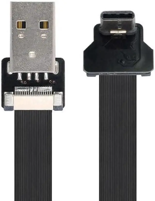Alt view image 2 of 7 - Aomoproing FVH 0.2M Up Down Angled USB 2.0 Type-A Male to USB-C Type-C Male Data Flat Slim FPC Cable for FPV & Disk & Phone