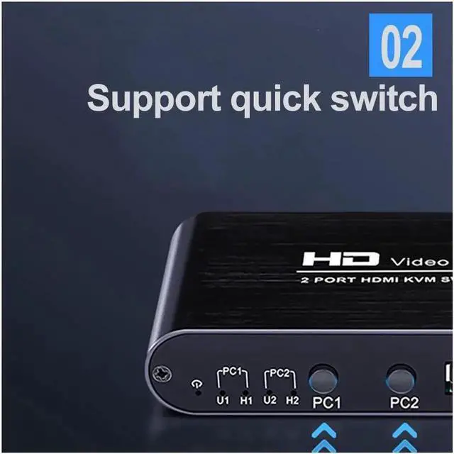 Alt view image 5 of 7 - HD 4K HDMI USB KVM Switch for 2 Ports PC Sharing Keyboard Mouse Hotkey Printer Monitor EDID Plug And Paly Out USB Box Video Display Switcher Splitter