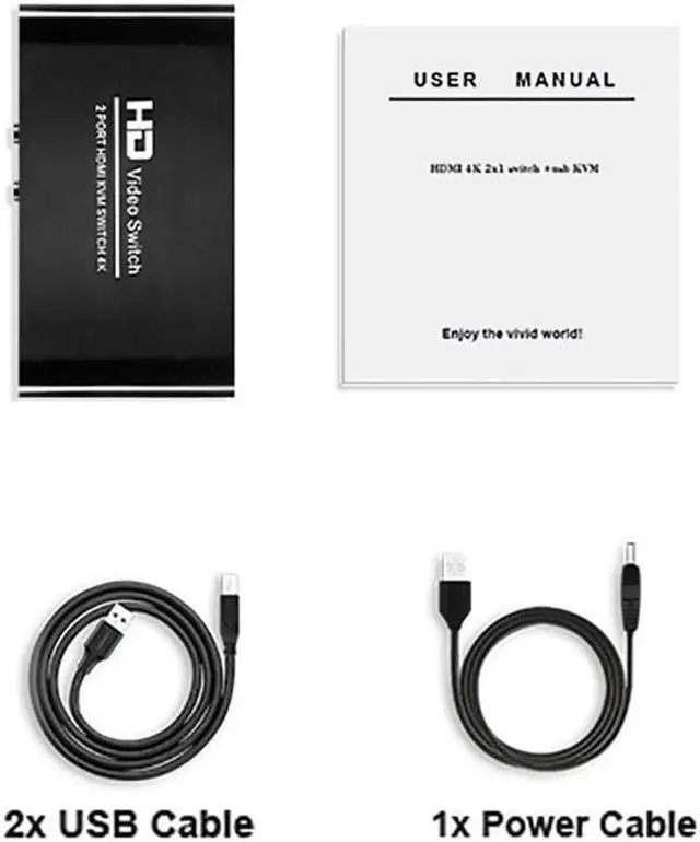 Alt view image 6 of 7 - HD 4K HDMI USB KVM Switch for 2 Ports PC Sharing Keyboard Mouse Hotkey Printer Monitor EDID Plug And Paly Out USB Box Video Display Switcher Splitter