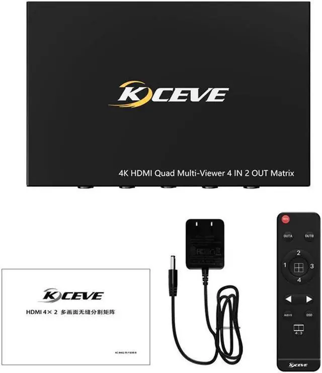 Alt view image 5 of 7 - HDMI Switch Multi-Viewer 4 Ports, 4 in 2 Out HDMI Matrix Switcher with Remote, HDMI Multi-Switcher Support 4K 30Hz, 6 Display Modes for PC/STB/DVD Video Game