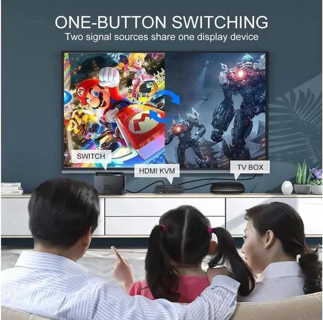 Alt view image 5 of 7 - Switch HDMI 2 Port Box, Share 2 Computers with one Keyboard Mouse and one HD Monitor, Support Wireless Keyboard and Mouse Connections, UHD 4K (3840x2160) Supported