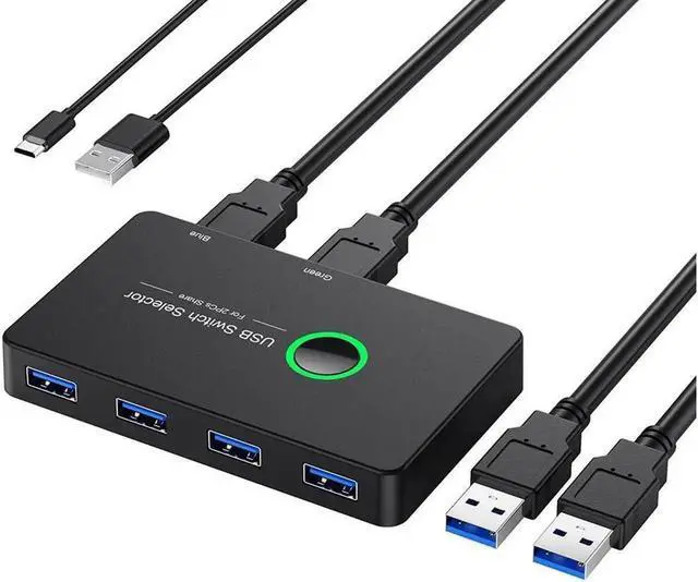 Main image of 2 in 4 Out USB 3.0 KVM Switch, Premium USB Switcher Box for 2 Computers Sharing 4 USB Devices, USB 3.0 Switch for Keyboard Mouse Printer Scanner, Peripheral Switcher Compatible with Mac/Windows/Linux