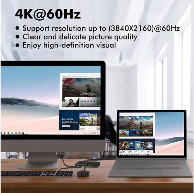 Alt view image 6 of 7 - Switch DisplayPort - 2 Port DP KVM Switch, Two Computers One Monitor Switch to Share Mouse,Keyboard,Printer, USB 2.0 Device and Ultra HD Monitor, Support 4K @60Hz, 2 DP and 2 USB Cable Included