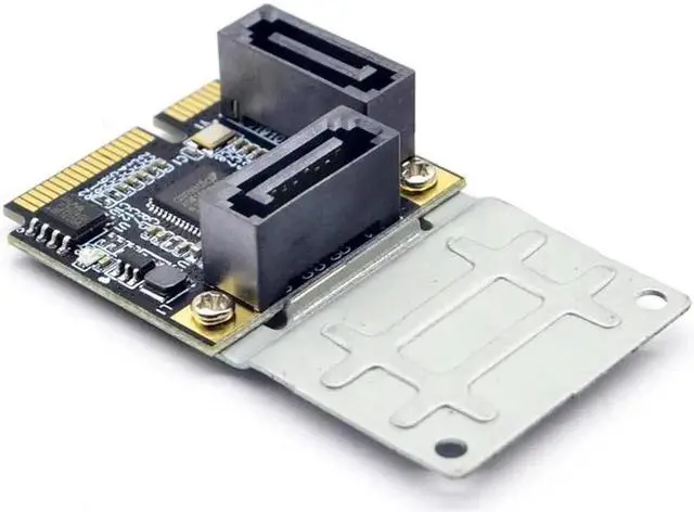 Alt view image 2 of 6 - Add On Cards Mini PCI E PCI Express to 2 Ports SATA 3.0 Converter SSD HDD SATA3 Controller Expansion Card SATA Multiplier