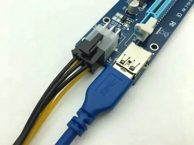 Alt view image 6 of 6 - PCI-E Express 1x to 16x Powered Extender Riser Adapter Card USB 3.0 Cable 60cm PCIe Riser Card for Bitcoin BTC Miner Mining