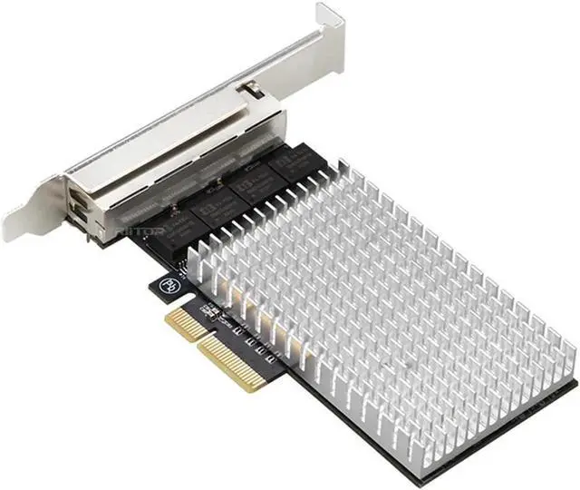 Alt view image 4 of 5 - 2.5Gbps PCI Express x4 Gigabit Ethernet Card with 4 Ports RJ45 LAN Controller, PCIe x4 Quad 2.5G Network Adapter Card for Gaming Office, Windows Linux Compatible, 2500/1000/100Mbps