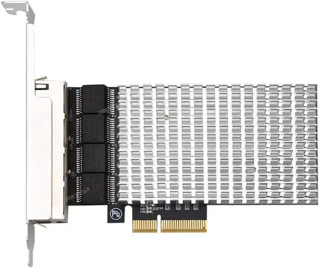 Alt view image 2 of 5 - 2.5Gbps PCI Express x4 Gigabit Ethernet Card with 4 Ports RJ45 LAN Controller, PCIe x4 Quad 2.5G Network Adapter Card for Gaming Office, Windows Linux Compatible, 2500/1000/100Mbps