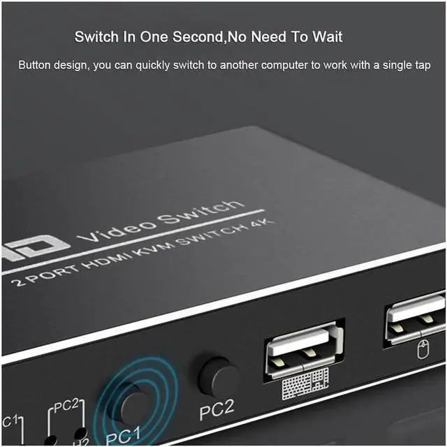 Alt view image 2 of 7 - 1Pcs 2X1 HDMI KVM Switch Monitor Swich UHD 4K@30Hz 2 In 1 Out Hotkey Switch with 2 Pcs 4.9ft KVM Cables Supports Mechanical and Multimedia Keyboard &Mouse USB 2.0 Devices