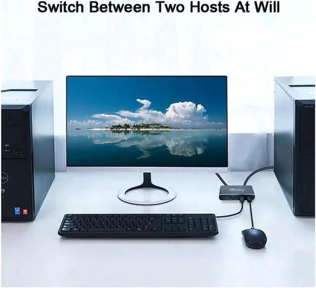 Alt view image 7 of 7 - 1Pcs 2X1 HDMI KVM Switch Monitor Swich UHD 4K@30Hz 2 In 1 Out Hotkey Switch with 2 Pcs 4.9ft KVM Cables Supports Mechanical and Multimedia Keyboard &Mouse USB 2.0 Devices