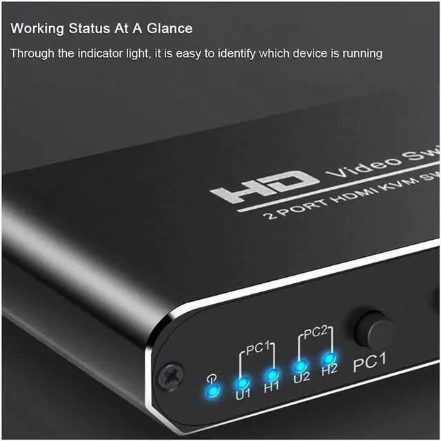 Alt view image 4 of 7 - 1Pcs 2X1 HDMI KVM Switch Monitor Swich UHD 4K@30Hz 2 In 1 Out Hotkey Switch with 2 Pcs 4.9ft KVM Cables Supports Mechanical and Multimedia Keyboard &Mouse USB 2.0 Devices