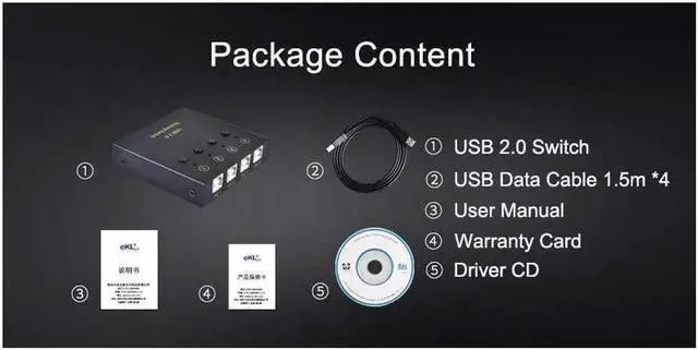 Alt view image 2 of 7 - USB Switch Selector 4 Computers in Sharing 2 USB Devices Out Controller USB 2.0 Peripheral Switcher Box Hub for Mouse Keyboard PCs Scanner Printer with Button Swapping and 4 Pack USB A to B Cable