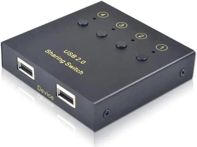 Alt view image 6 of 7 - USB Switch Selector 4 Computers in Sharing 2 USB Devices Out Controller USB 2.0 Peripheral Switcher Box Hub for Mouse Keyboard PCs Scanner Printer with Button Swapping and 4 Pack USB A to B Cable