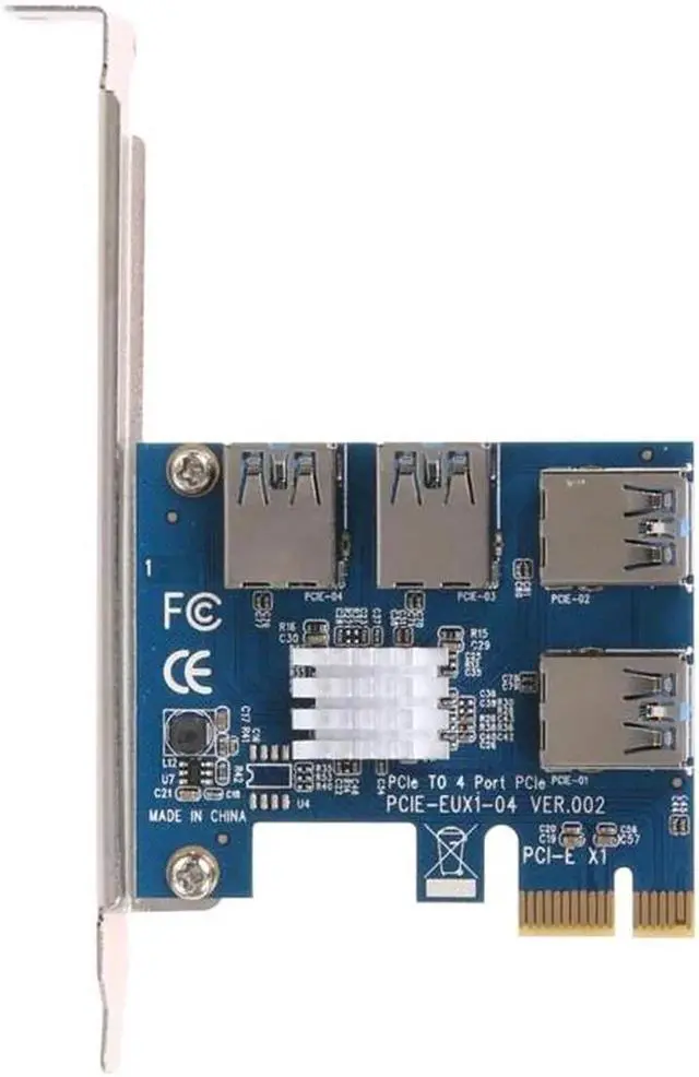 Alt view image 4 of 6 - PCI-E 1X to 4 PCI Express 16X Slots Riser Card External Adapter PCIe Port Direct Power Supply Multiplier Board for BTC Mining